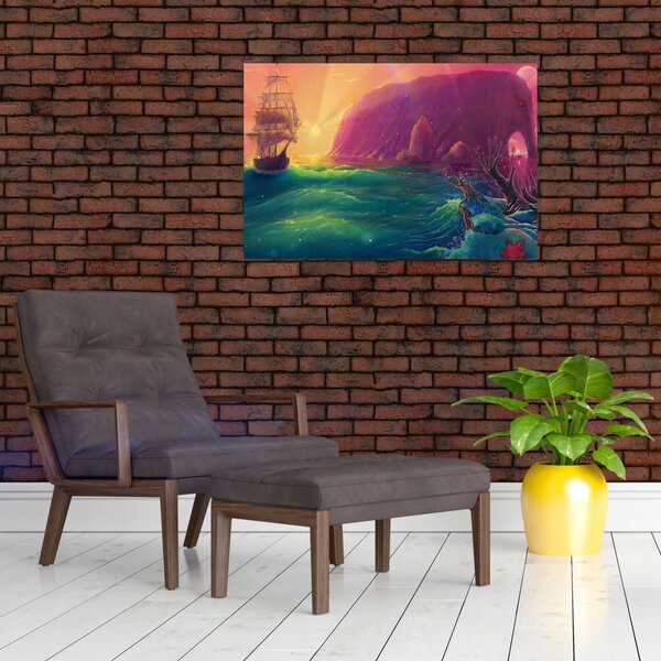 Kép - Olajfestmény, Vitorlázás egy fantasztikus birodalomba (90x60 cm)