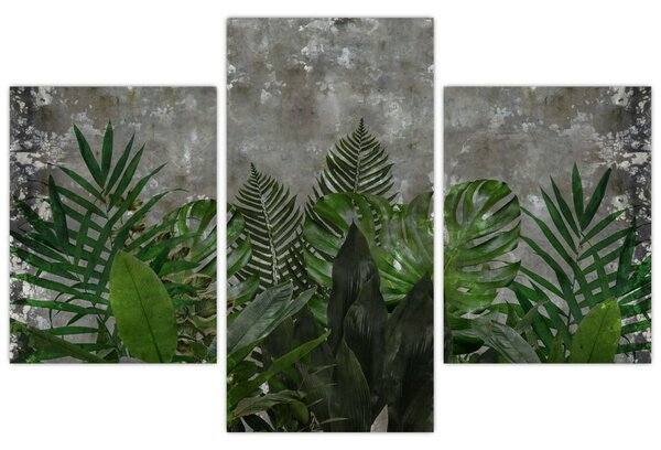 Kép - Betonfal növényekkel (90x60 cm)