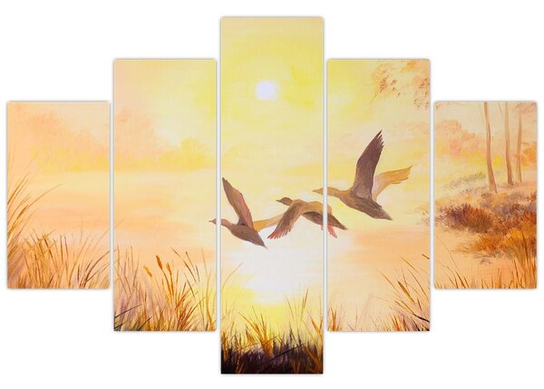 Kép - Daruk naplementekor (150x105 cm)