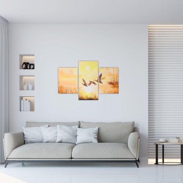 Kép - Daruk naplementekor (90x60 cm)