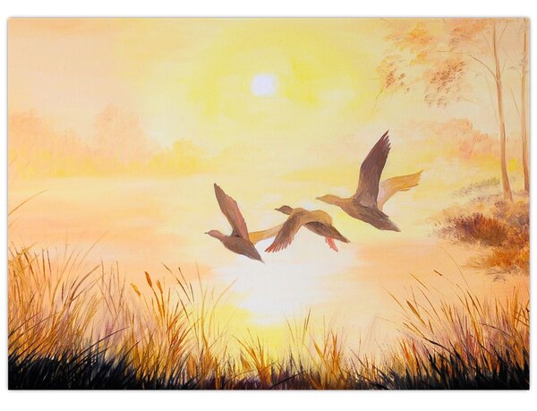 Kép - Daruk naplementekor (70x50 cm)