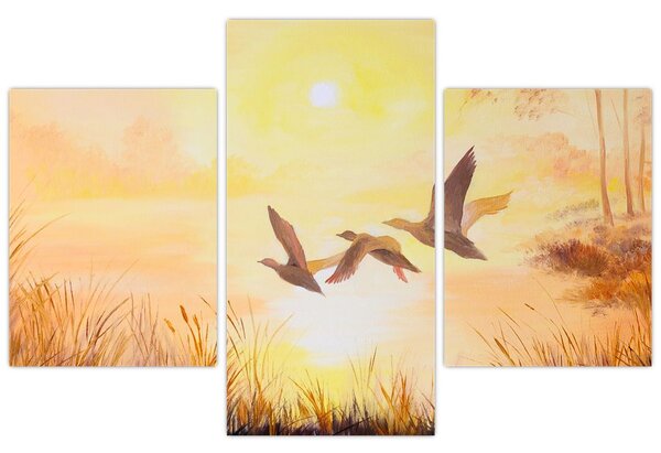 Kép - Daruk naplementekor (90x60 cm)