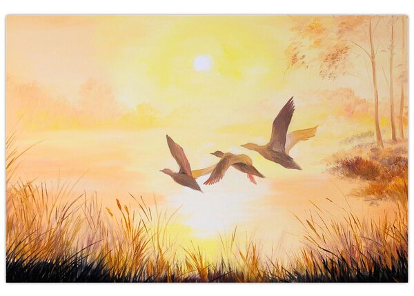 Kép - Daruk naplementekor (90x60 cm)
