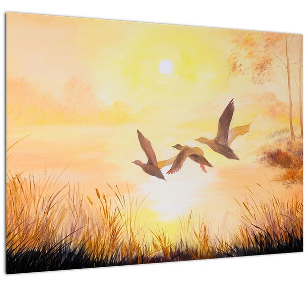 Kép - Daruk naplementekor (70x50 cm)