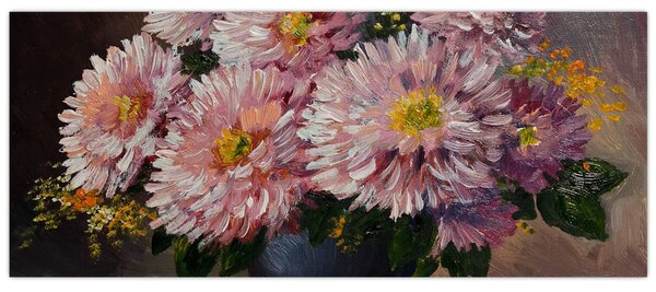 Kép - olajfestmény, virágok a vázában (120x50 cm)