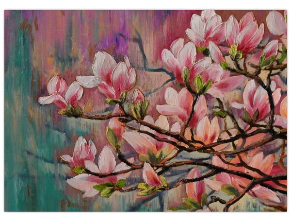 Kép - olajfestmény, virágzó Sakura (70x50 cm)