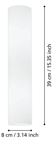 EGLO Zena egyszerű fali lámpa, 39 cm magas, dimmelhető, Fehér / opál, Nappali / Étkező, fém, Modern
