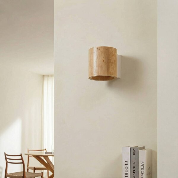 SOLLUX LIGHTING Ara fali világítás, hengeres fa, dimmelhető, Világos fa, Nappali / Étkező, Fa, Modern