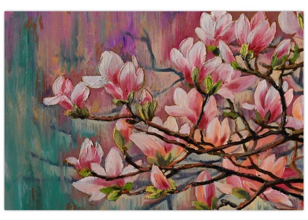 Kép - olajfestmény, virágzó Sakura (90x60 cm)