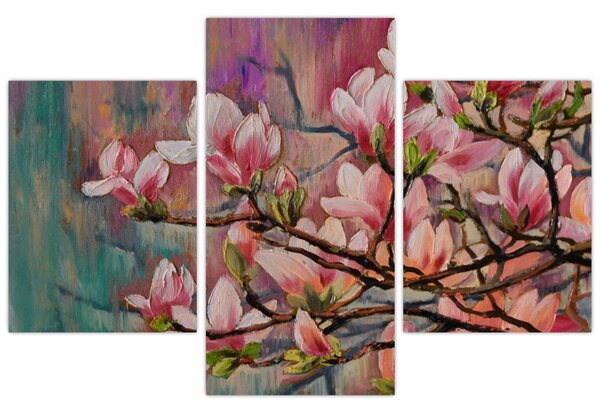 Kép - olajfestmény, virágzó Sakura (90x60 cm)