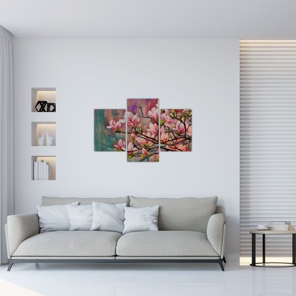Kép - olajfestmény, virágzó Sakura (90x60 cm)