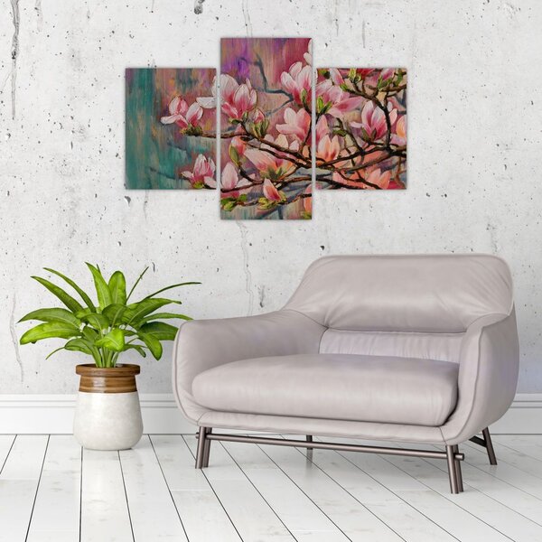 Kép - olajfestmény, virágzó Sakura (90x60 cm)