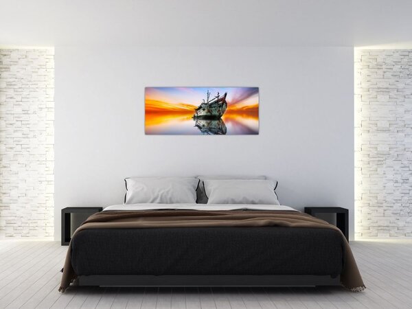 Kép - Napkelte egy hajóroncs felett (120x50 cm)