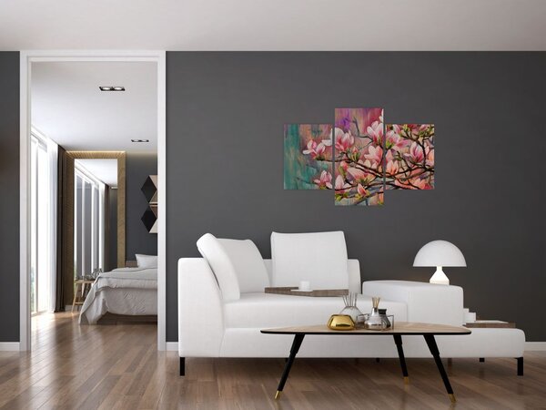 Kép - olajfestmény, virágzó Sakura (90x60 cm)