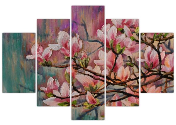 Kép - olajfestmény, virágzó Sakura (150x105 cm)