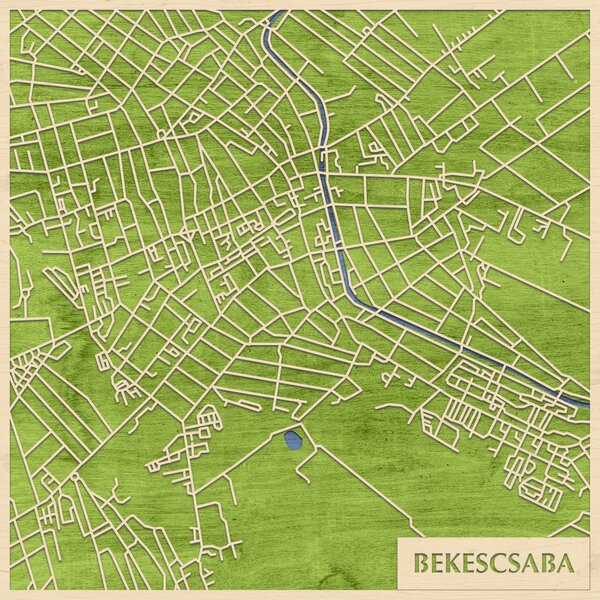 Békéscsaba 3D fa várostérkép fali dekoráció – Natura Products