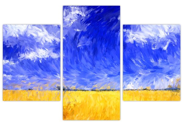 Kép - olajfestmény, arany mező (90x60 cm)