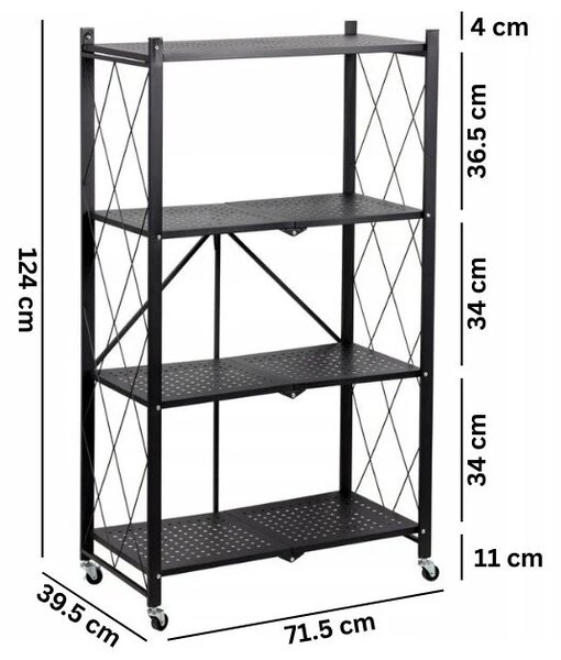 Stackmax™ összecsukható Fém Polcrendszer – 4 Szintes, Fehér
