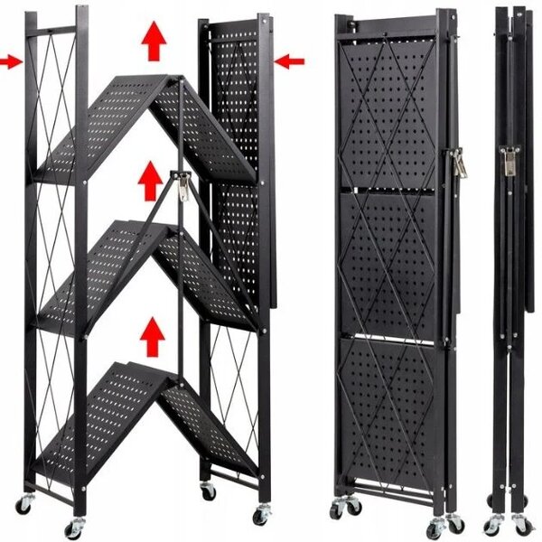 Stackmax™ összecsukható Fém Polcrendszer – 4 Szintes, Fehér