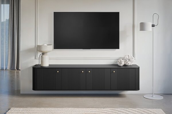 TV-szekrény függő Vesper 4D 187 cm - fekete / arany fogantyúk