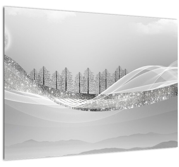 Kép - ezüst táj (70x50 cm)
