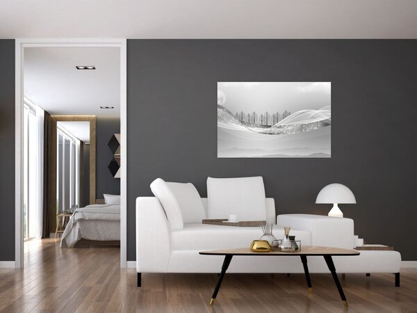 Kép - ezüst táj (90x60 cm)