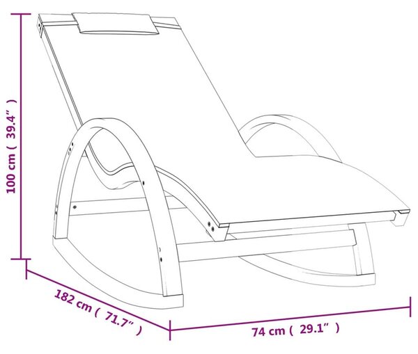VidaXL Hintaszék - Fa és Textil - Szürke - 182x74x100cm