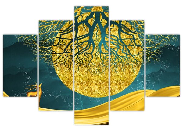 Kép - absztrakció, arany táj (150x105 cm)