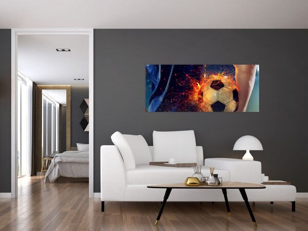 Kép - Futball-labda a tűzben (120x50 cm)