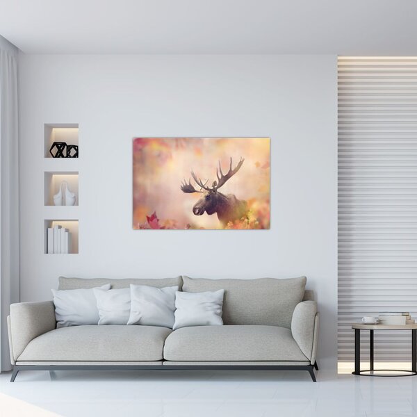 Kép - jávorszarvas az őszi levelekben (90x60 cm)