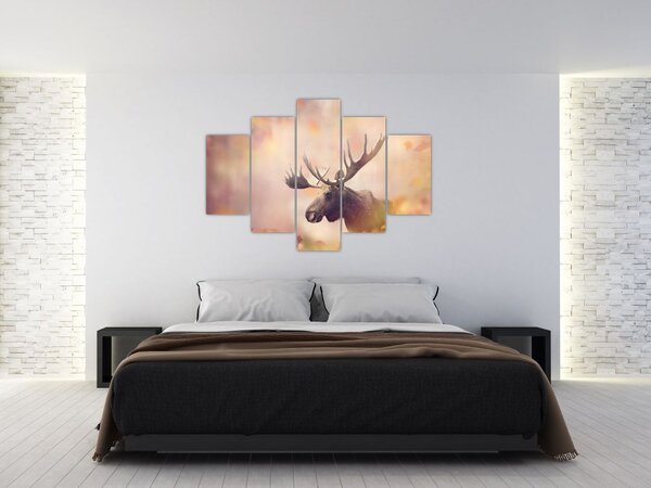 Kép - jávorszarvas az őszi levelekben (150x105 cm)