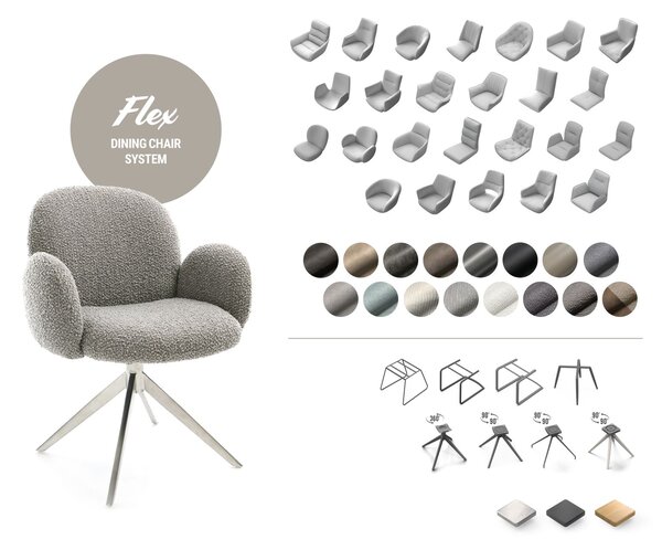DELIFE Étkezőszék Vinja-Flex taupe vintage kereszt láb kúpos fekete 180° forgatható
