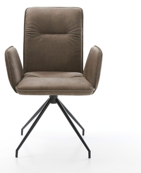 DELIFE Étkezőszék Vinja-Flex taupe vintage kereszt láb kúpos fekete 180° forgatható