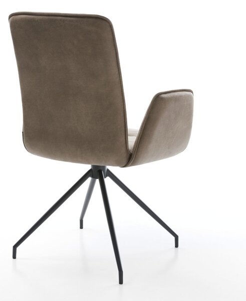 DELIFE Étkezőszék Vinja-Flex taupe vintage kereszt láb kúpos fekete 180° forgatható