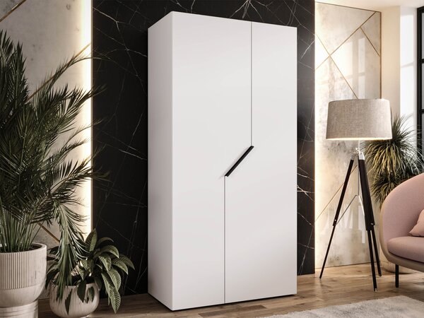 Gardróbszekrény Hartford 594, Laminált forgácslap, 202x100x52cm, Fehér, Fekete