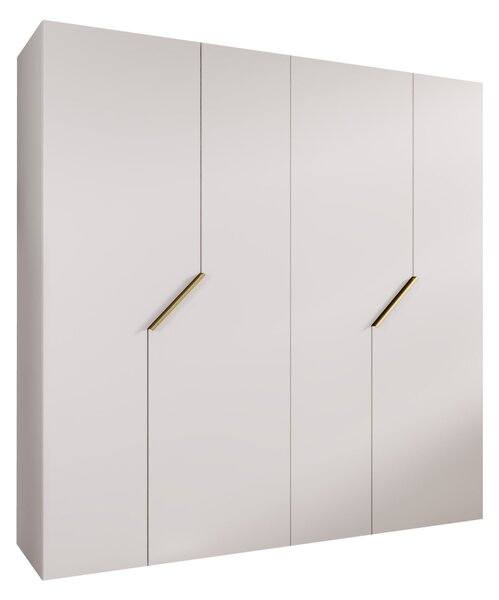 Gardróbszekrény Hartford 595, Laminált forgácslap, 202x200x52cm, Fehér, Aranysárga