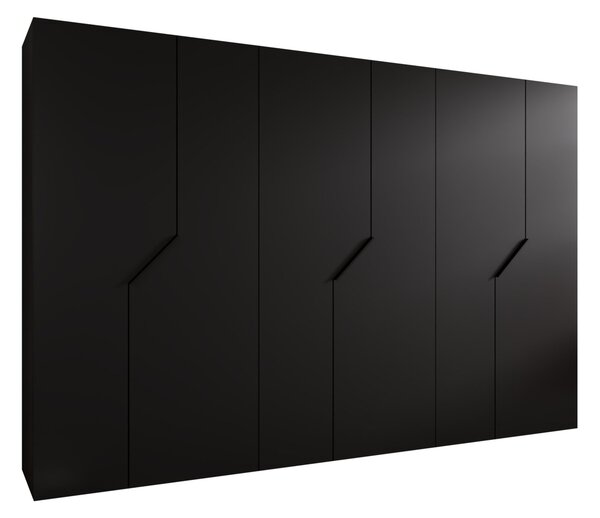 Gardróbszekrény Hartford 596, Laminált forgácslap, 202x300x52cm, Fekete