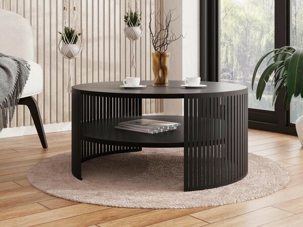 Dohányzóasztal Civer, Fém, Laminált forgácslap, 40cm, Fekete