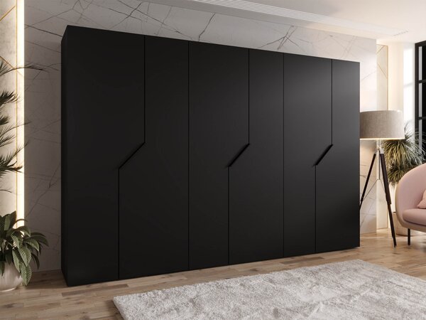 Gardróbszekrény Hartford 596, Laminált forgácslap, 202x300x52cm, Fekete