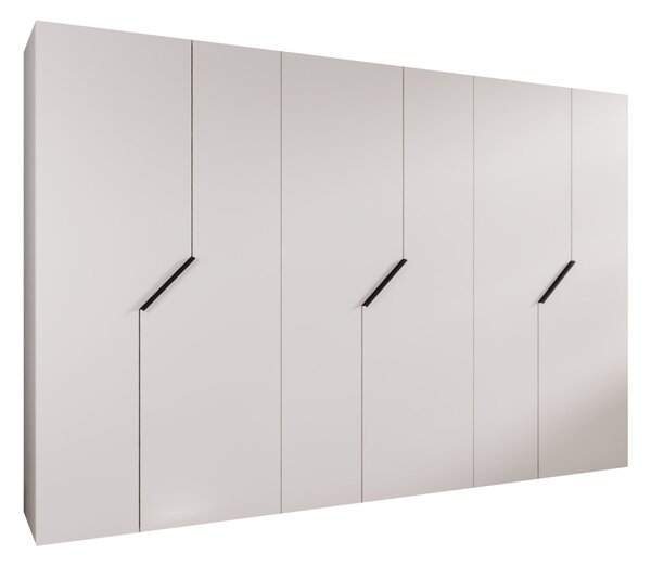 Gardróbszekrény Hartford 596, Laminált forgácslap, 202x300x52cm, Fehér, Fekete