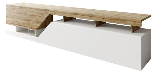 TV-állvány Comfivo Daldune I, Laminált forgácslap, 47x200x35cm, Wotan tölgy, Fehér