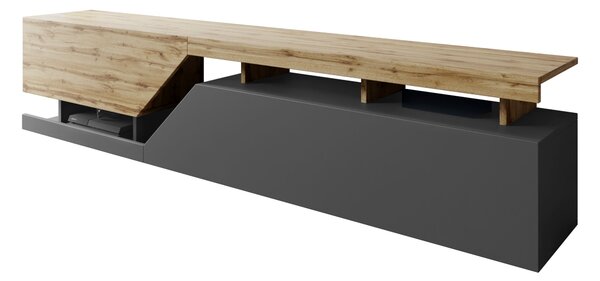 TV-állvány Comfivo Daldune I, Laminált forgácslap, 47x200x35cm, Antracit, Wotan tölgy