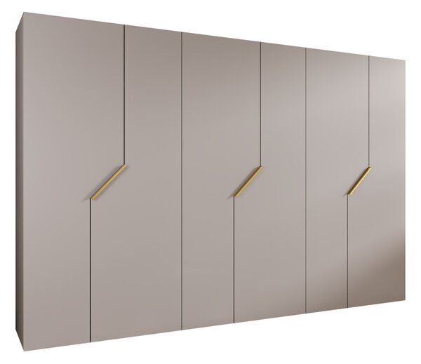 Gardróbszekrény Hartford 596, Laminált forgácslap, 202x300x52cm, Aranysárga, Kasmír