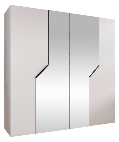 Gardróbszekrény Hartford 598, Laminált forgácslap, 202x200x52cm, Fehér, Fekete