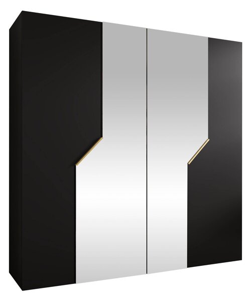 Gardróbszekrény Hartford 598, Laminált forgácslap, 202x200x52cm, Fekete, Aranysárga