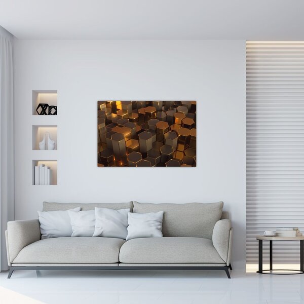 Kép - bronz hatszögek (90x60 cm)