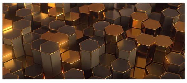 Kép - bronz hatszögek (120x50 cm)