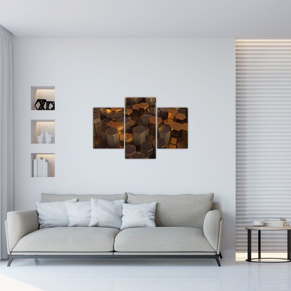 Kép - bronz hatszögek (90x60 cm)