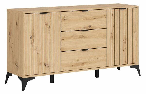 Komód Ludale 103, Laminált forgácslap, 83x150x41cm, Artisan tölgy