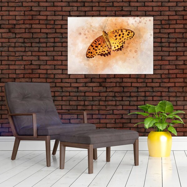 Kép - narancssárga pillangó, akvarell (90x60 cm)